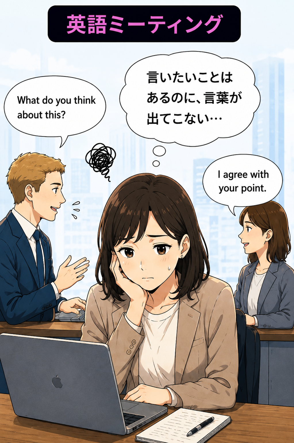 英語ミーティングで発言できない様子